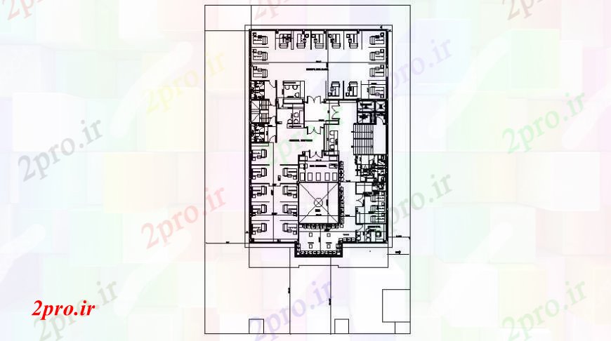 دانلود نقشه ساختمان اداری - تجاری - صنعتی طراحی دو بعدی دفتر طرحی floorplan 16 در 26 متر (کد113317)