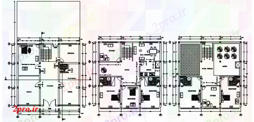 دانلود نقشه مسکونی ، ویلایی ، آپارتمان طرحی طبقه منطقه اصلی در اتوکد 15 در 16 متر (کد113321)