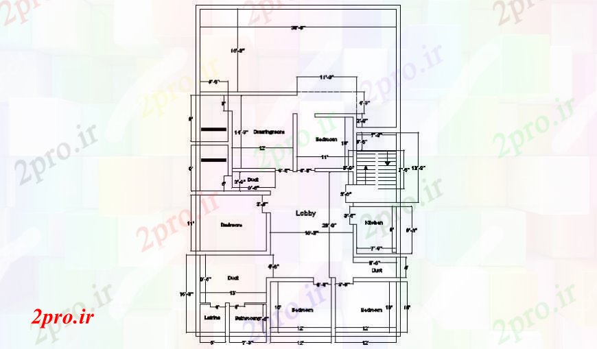 دانلود نقشه مسکونی ، ویلایی ، آپارتمان مرکز طراحی طرحی خط جزئیات آپارتمان مسکن دو بعدی 12 در 19 متر (کد113323)