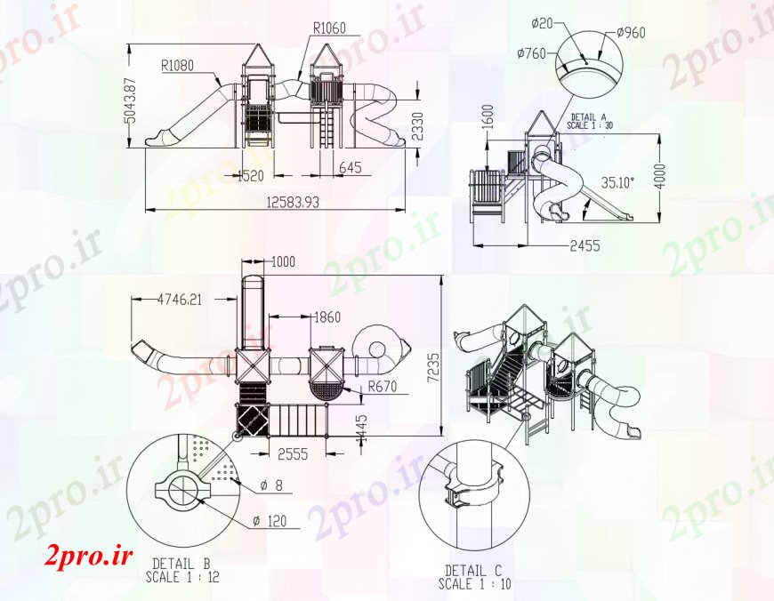 دانلود نقشه جزئیات لوله کشی سوار شدن آب مونتاژ و تمام بخش طرفه  (کد113392)