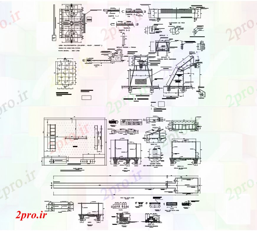 دانلود نقشه ورزشگاه ، سالن ورزش ، باشگاه ورزشی مرکز بخش، ساخت و ساز و ساختار محوطه سازی 20 در 30 متر (کد113406)