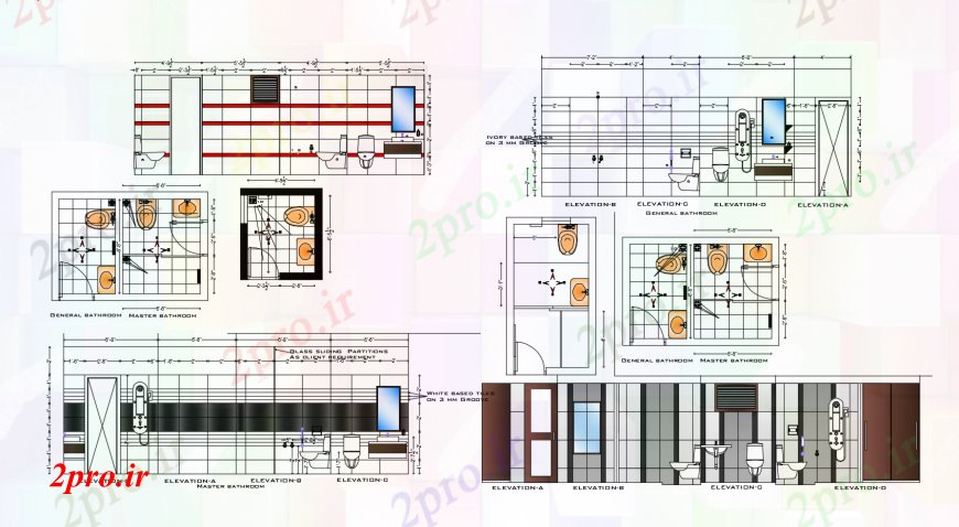 دانلود نقشه حمام مستر خانه خصوصی توالت تمام بخش طرفه، برنامه ریزی و نصب و راه اندازی  (کد113416)