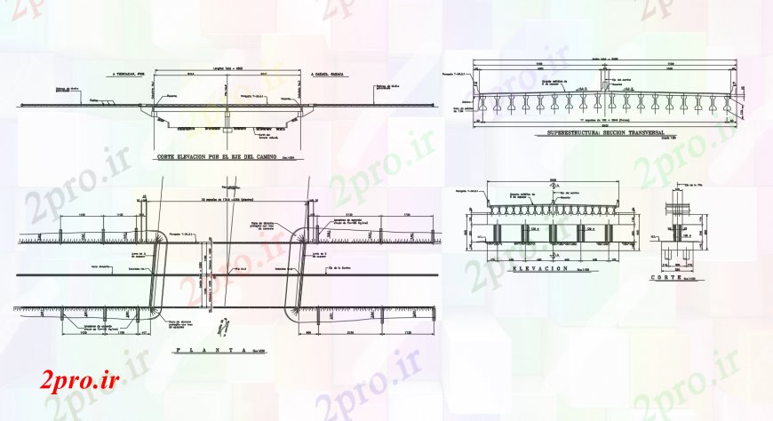 دانلود نقشه جزئیات ساخت پل بخش پل منطقه ای، ساخت و ساز و  ساختار جزئیات طراحی  (کد113417)