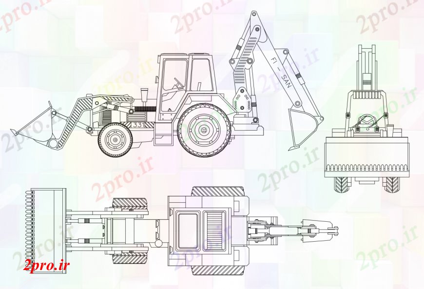 دانلود نقشه بلوک وسایل نقلیه خودرو سازنده سنگین تمام نما طرفه   (کد113425)