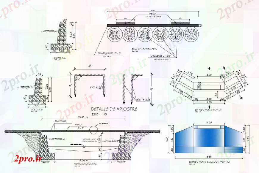 دانلود نقشه جزئیات ساخت پل بخش پل کوچک، ساخت و ساز و  ساختار طراحی جزئیات (کد113442)