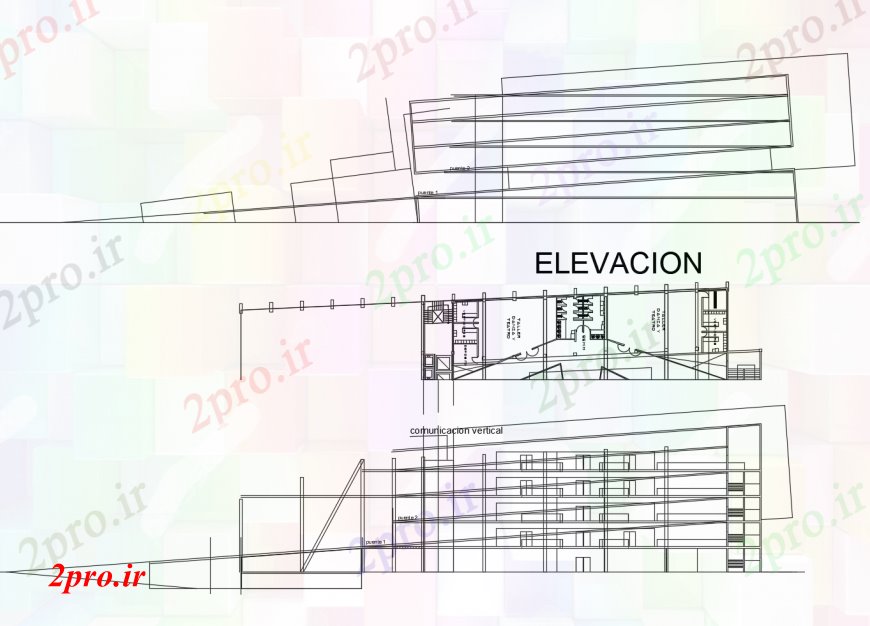 دانلود نقشه هایپر مارکت - مرکز خرید - فروشگاه مرکز فرهنگ اصلی و پشت نما و طرحی توالت 32 در 50 متر (کد113457)