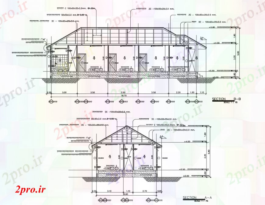 دانلود نقشه مسکونی ، ویلایی ، آپارتمان خانه اصلی و برش بخش سازنده 6 در 17 متر (کد113479)