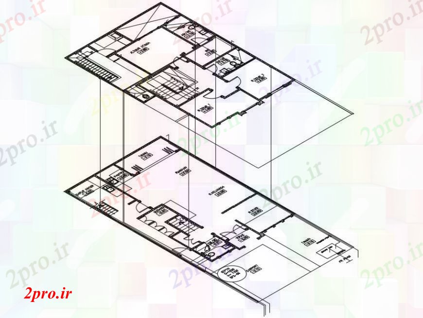 دانلود نقشه مسکونی ، ویلایی ، آپارتمان توزیع کف ایزومتریک طراحی جزئیات از باشگاه خانه 10 در 13 متر (کد113491)