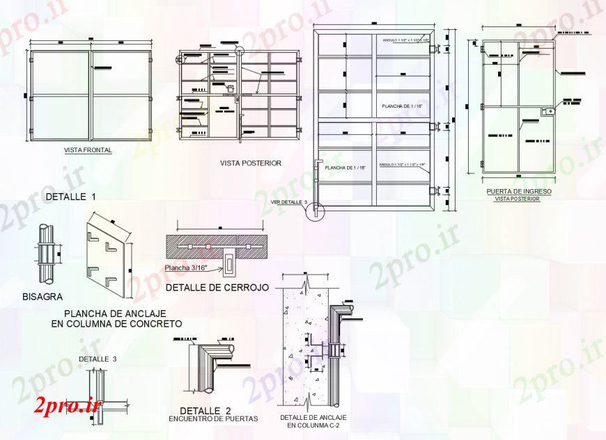 دانلود نقشه طراحی جزئیات ساختار بخش فلزی دروازه، طرحی و  ساختار سازنده طراحی جزئیات (کد113500)