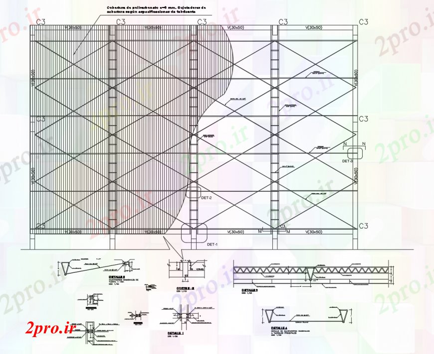 دانلود نقشه طراحی جزئیات ساختار محیط بخش حصار و  ساختار طراحی جزئیات  (کد113506)