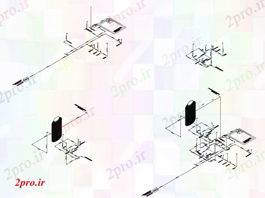 دانلود نقشه جزئیات لوله کشی مخزن آب طراحی ایزومتریک، نصب و راه اندازی و لوله کشی جزئیات (کد113524)