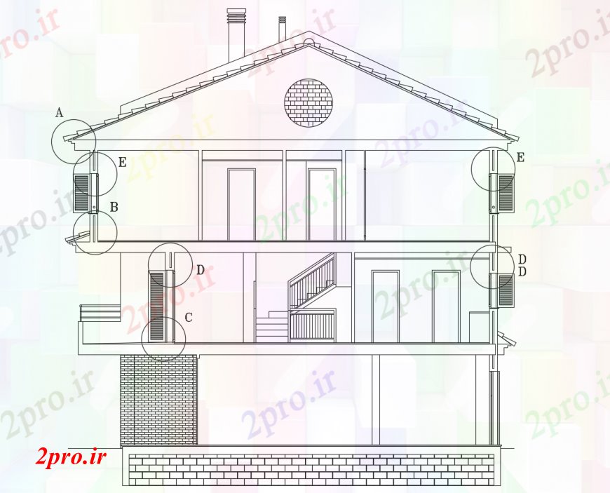 دانلود نقشه مسکونی  ، ویلایی ، آپارتمان  سه سطح خانه مسکونی بخش اصلی جزئیات طراحی   (کد113539)