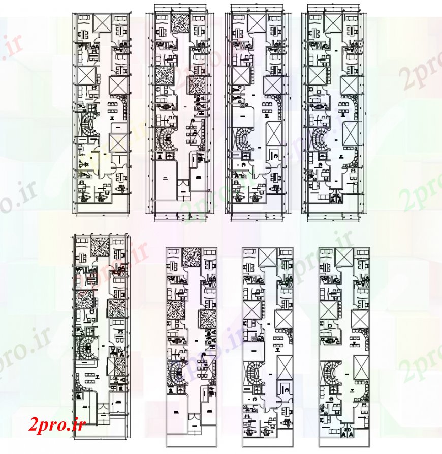 دانلود نقشه بیمارستان - درمانگاه - کلینیک جزئیات توزیع کف از کلینیک پلی بیمارستان طراحی جزئیات 9 در 35 متر (کد113541)