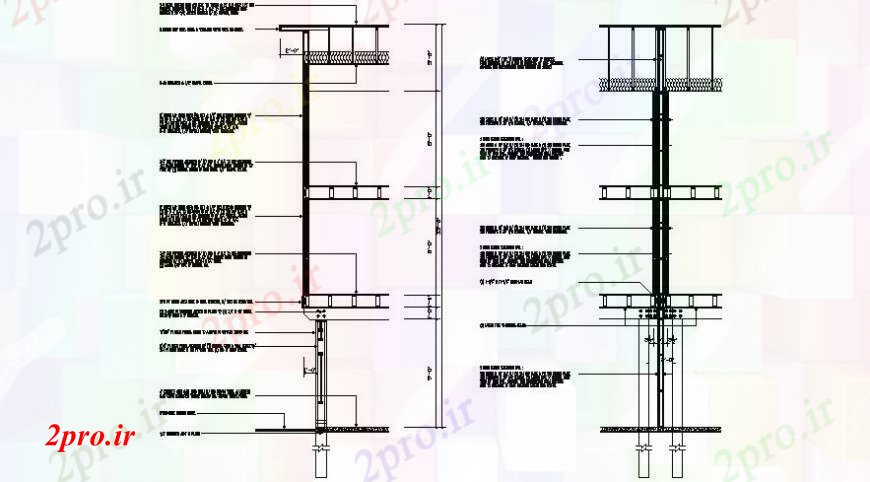 دانلود نقشه جزئیات ساخت و ساز طراحی بخش ساخت و ساز دیوار  دو بعدی    اتوکد (کد113549)