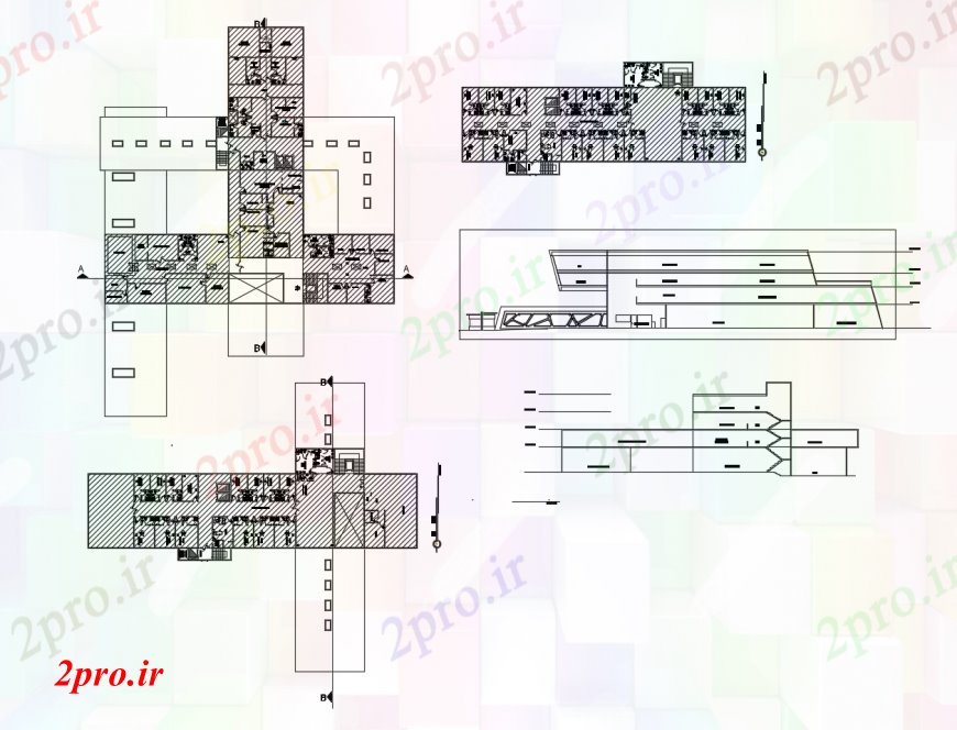 دانلود نقشه بیمارستان - درمانگاه - کلینیک چند طبقه بخش بیمارستان و کف طرحی های 62 در 87 متر (کد113559)