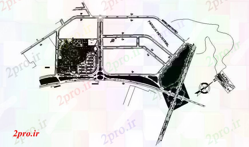 دانلود نقشه برنامه ریزی شهری طراحی منطقه صنعتی  جزئیات  دو بعدی  محوطه سازی جزئیات  (کد113585)