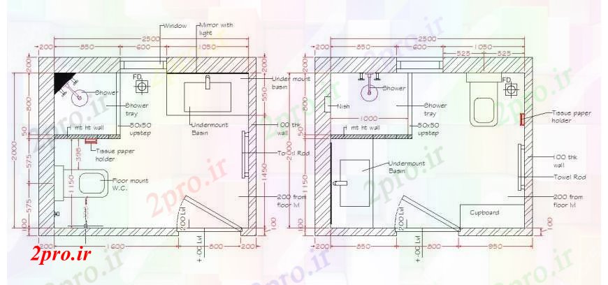 دانلود نقشه حمام مستر طراحی معماری طراحی حمام (کد113587)