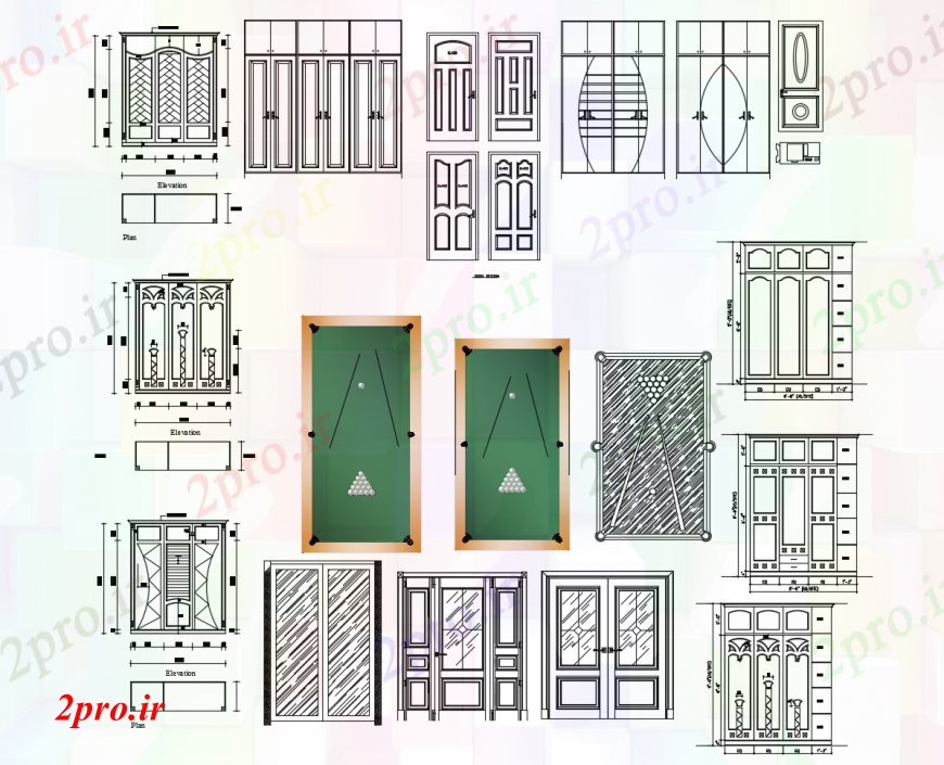 دانلود نقشه جزئیات طراحی در و پنجره  درب و پنجره نما بلوک های خلاق مدرن  (کد113617)