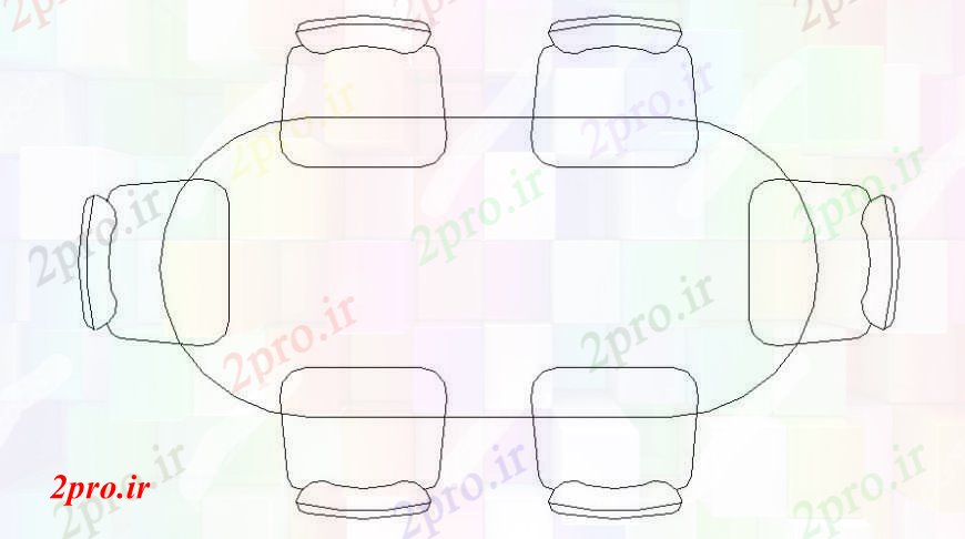 دانلود نقشه میز و صندلی طراحی میز جدول نما  دو بعدی  با مبلمان صندلی بلوک  (کد113625)