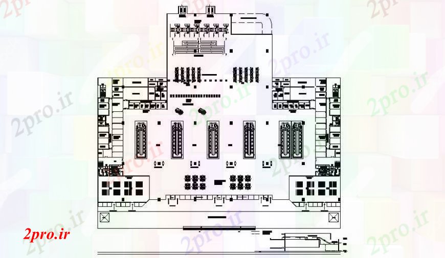 دانلود نقشه کارخانه صنعتی ، کارگاه طبقه ساختمان صنعتی طراحی طرحی جزئیات دو بعدی 240 در 270 متر (کد113633)