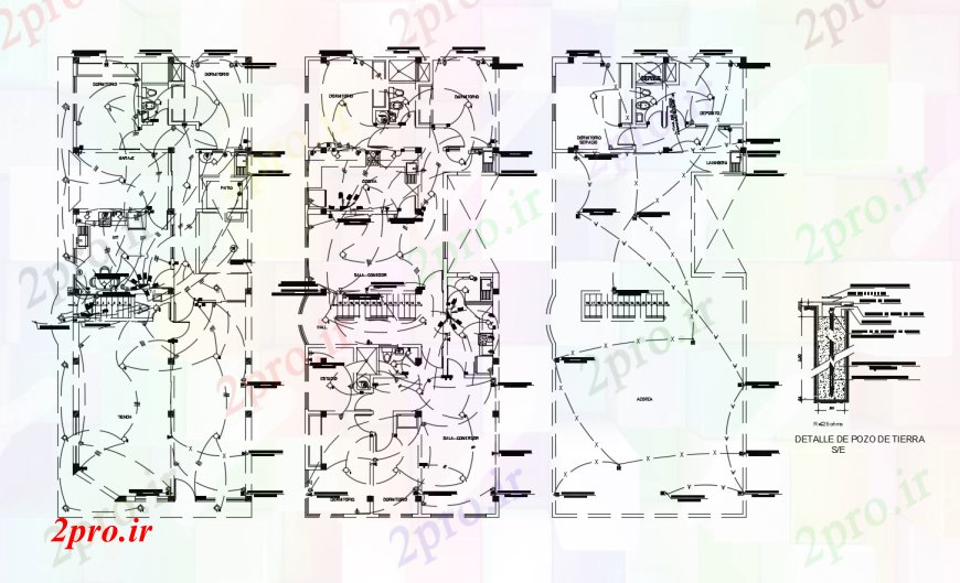 دانلود نقشه برق مسکونی برق طرحی نصب و راه اندازی جزئیات طرحی مسکن مسکونی طبقه (کد113634)