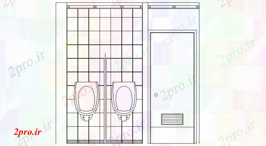 دانلود نقشه بلوک های بهداشتی مردان ایستاده بلوک توالت بهداشتی نما  دو بعدی   (کد113650)