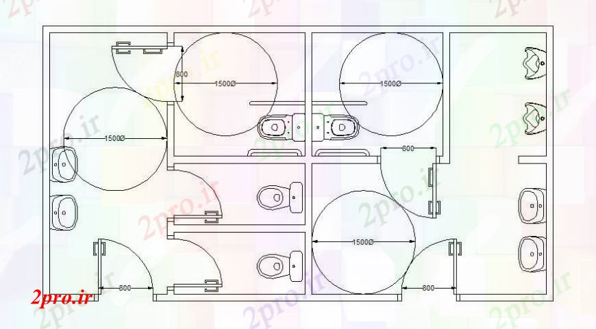 دانلود نقشه حمام مستر توالت بهداشتی سایبان طرحی  دو بعدی     (کد113652)