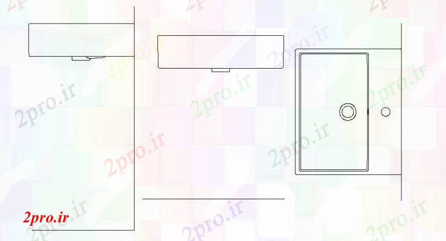 دانلود نقشه بلوک های بهداشتی طراحی شکل مستطیل از طراحی های واحد سینک ظرفشویی نما   (کد113655)