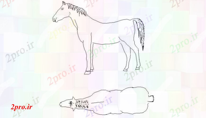 دانلود نقشه بلوک حیوانات جزئیات اسب طراحی های بلوک های حیوانات  دو بعدی    اتوکد (کد113661)