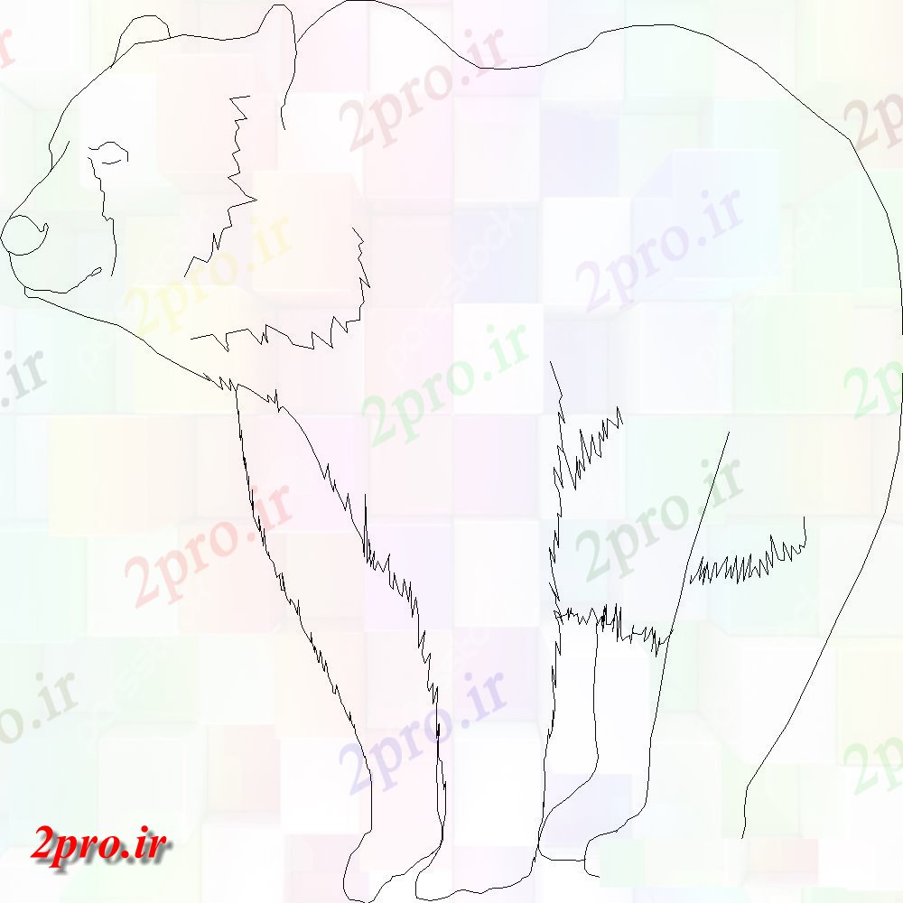 دانلود نقشه بلوک حیوانات خرس سایبان  دو بعدی  از بلوک های حیوانات جزئیات در  اتوکد (کد113671)