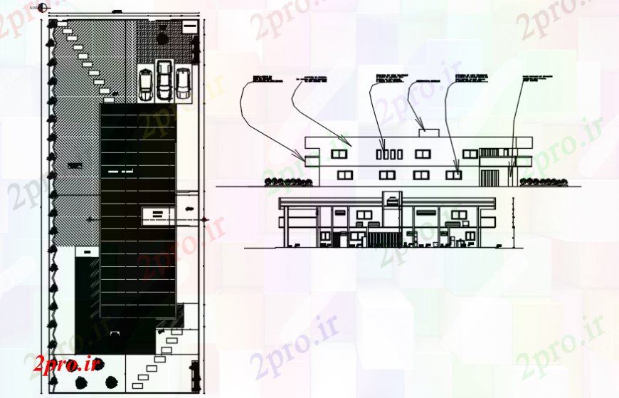 دانلود نقشه مسکونی ، ویلایی ، آپارتمان طرحی پارکینگ با نما خانه 10 در 29 متر (کد113765)