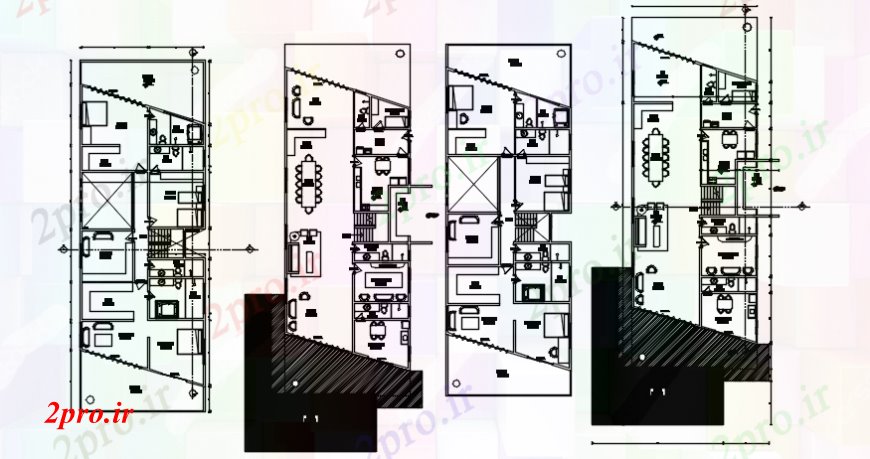 دانلود نقشه مسکونی ، ویلایی ، آپارتمان طرحی منطقه مسکونی 11 در 22 متر (کد113767)