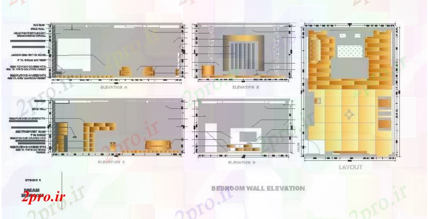 دانلود نقشه حمام مستر اتاق خواب رویای نما دیوار و طراحی های (کد113781)