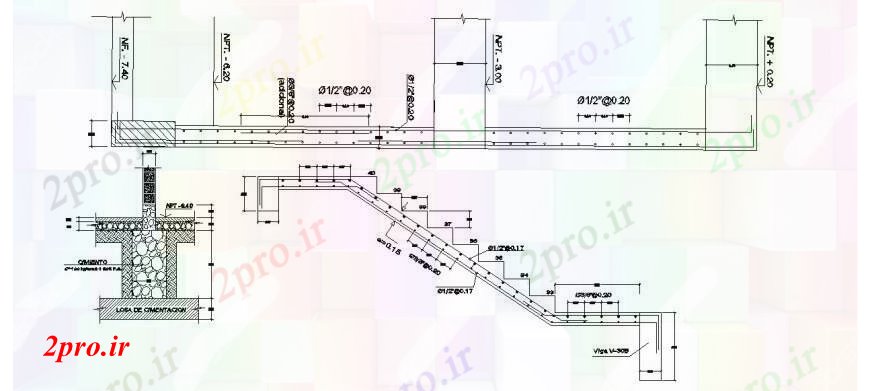 دانلود نقشه جزئیات پله و راه پله   بخش راه پله، تخته و الوار و  ساختار سازنده طراحی جزئیات  (کد113794)