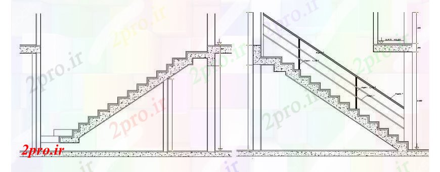 دانلود نقشه جزئیات پله و راه پله   هر دو طبقه بخش پله و ساختار سازنده جزئیات خوابگاه ساخت (کد113805)