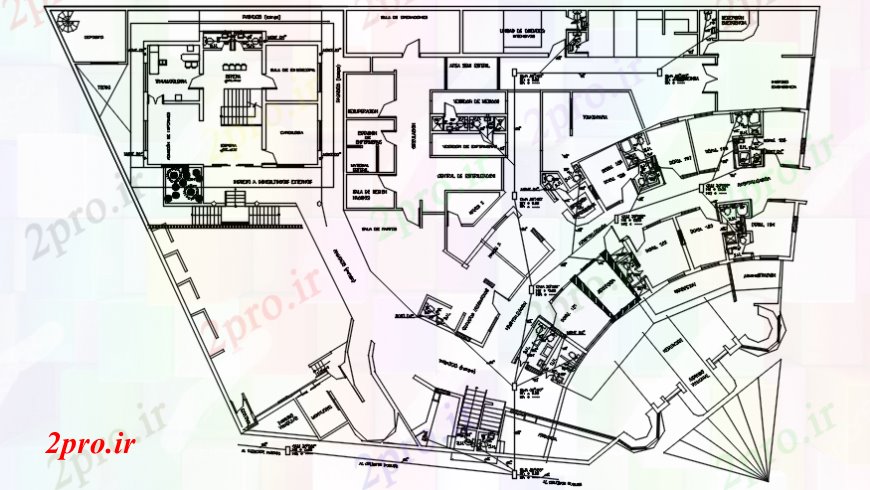 دانلود نقشه بلوک های بهداشتی  بهداشتی از طرحی طبقه اول درمانگاه  (کد113830)
