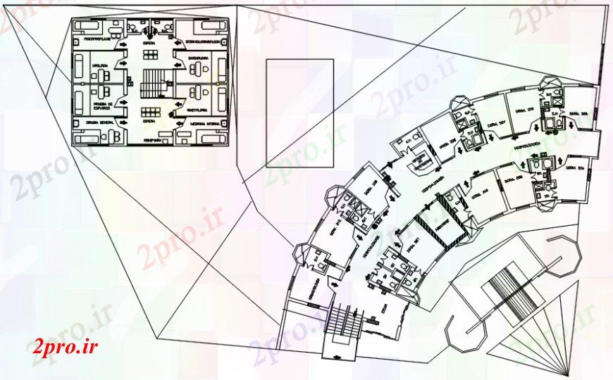 دانلود نقشه بیمارستان - درمانگاه - کلینیک طرحی طبقه دوم درمانگاه 32 در 59 متر (کد113841)