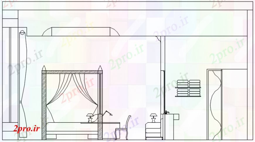 دانلود نقشه هتل - رستوران - اقامتگاه بخش در یک هتل از محور 11 در 18 متر (کد113855)