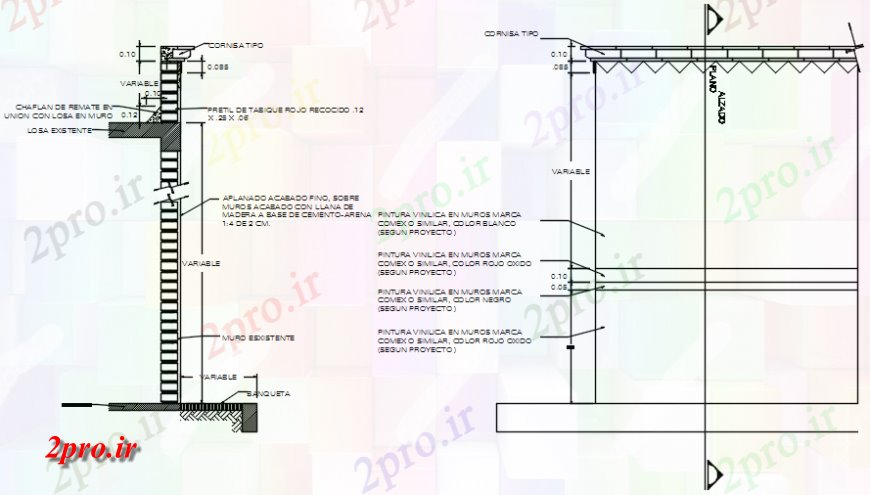 دانلود نقشه جزئیات ستون ستون و دیوار با جزئیات سطح طبقه ساخت و ساز  (کد113863)