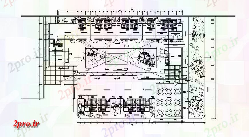 دانلود نقشه هتل - رستوران - اقامتگاه محلی قدیمی توزیع هتل طراحی های 25 در 31 متر (کد113899)