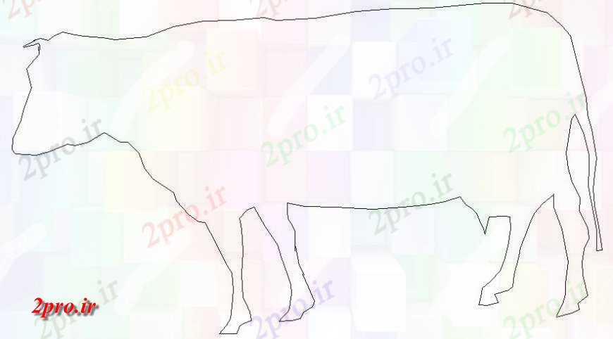دانلود نقشه بلوک حیوانات طراحی گاو دو بعدی  نما دیدگاه از بلوک های دام دام به  (کد113911)