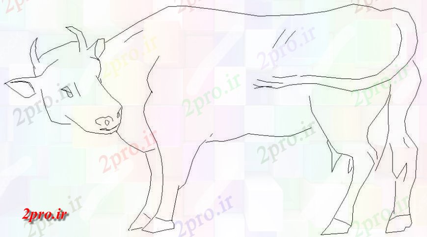 دانلود نقشه بلوک حیوانات طراحی های بلوک حیوانات گاو گاو نظر دو بعدی   نما  (کد113912)