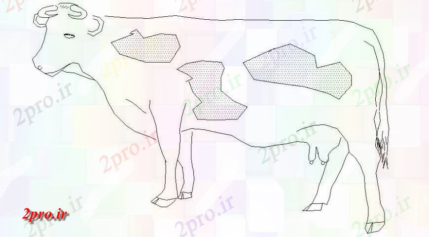 دانلود نقشه بلوک حیوانات نقشه های دو بعدی  جزئیات گاو گاو واحدهای دامی  (کد113914)