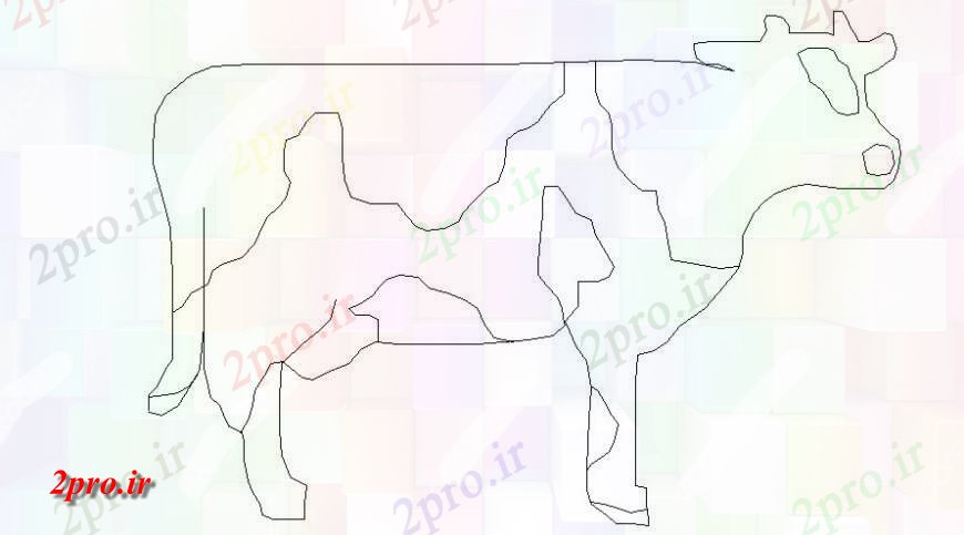 دانلود نقشه بلوک حیوانات واحد های حیوانات طراحی نما  دو بعدی  از بلوک های گاو  (کد113916)