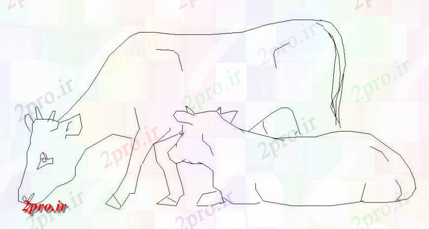 دانلود نقشه بلوک حیوانات نما از طراحی های گاو گاو واحدهای دامی  اتوکد (کد113917)