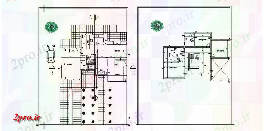 دانلود نقشه مسکونی ، ویلایی ، آپارتمان طبقه همکف، طبقه اول و بهداشتی نصب و راه اندازی طراحی جزئیات از خانه 9 در 14 متر (کد113924)