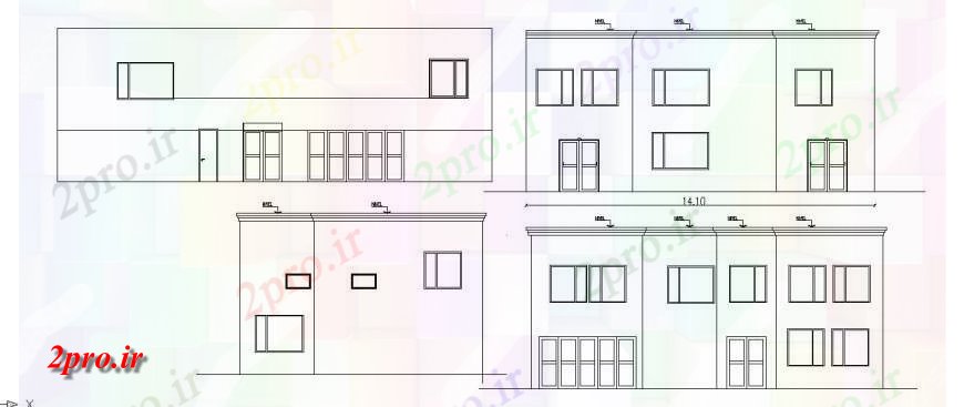 دانلود نقشه مسکونی ، ویلایی ، آپارتمان نما خانه یک خانواده و بخش 10 در 14 متر (کد113925)