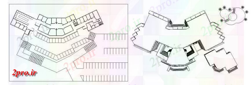 دانلود نقشه هتل - رستوران - اقامتگاه تجملات هتل نما بالای صفحه و فریم طرح 19 در 31 متر (کد113936)