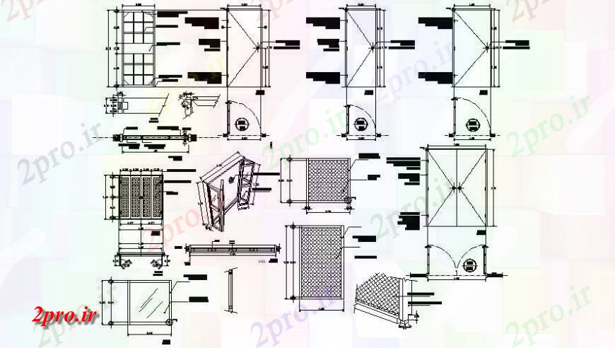 دانلود نقشه جزئیات طراحی در و پنجره  پنجره درب واحد نقشه  نما دو بعدی     (کد113939)