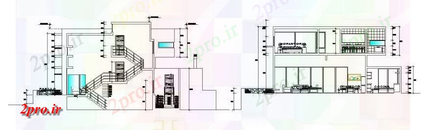 دانلود نقشه مسکونی ، ویلایی ، آپارتمان اصلی و جزئیات طراحی تماس مقطعی از خانههای ویلایی مسکونی 10 در 14 متر (کد113953)